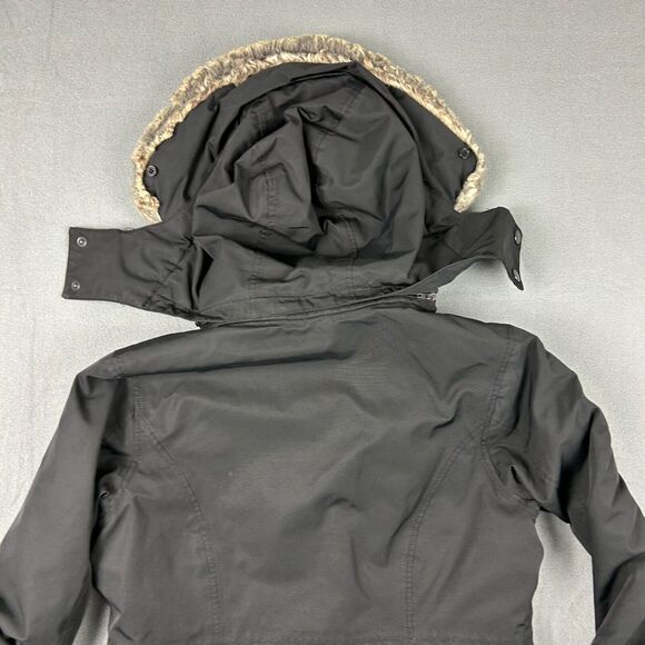 Eddie Bauer Jacket Womens Small Weatheredge Coat Hooded Faux Fur Black Parka - Picture 10 of 12